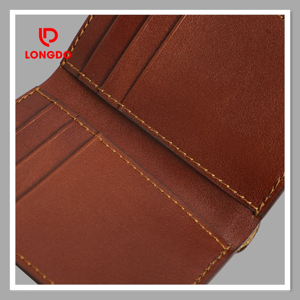 Ví da bò thật - Cam kết da bò thật 100% - Ví đứng - Hàng chính hãng thương hiệu Longdo Leather - BD01