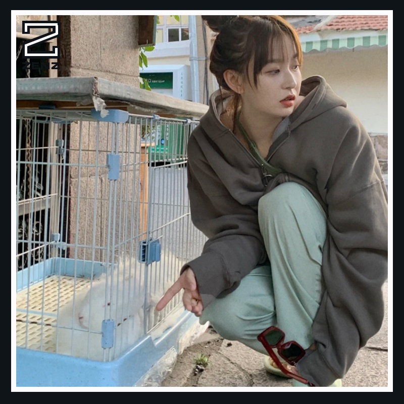 Áo khoác hoodie zip Áo khoác nam nữ, áo hoodie khoá kéo nỉ bông form rộng, tay phồng cho nam nữ | BigBuy360 - bigbuy360.vn