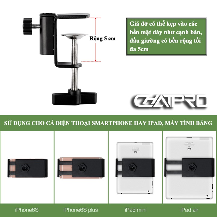 FREESHIP 50K TOÀN QUỐC_Giá đỡ điện thoại, ipad kẹp đầu giường, cạnh bàn | BigBuy360 - bigbuy360.vn