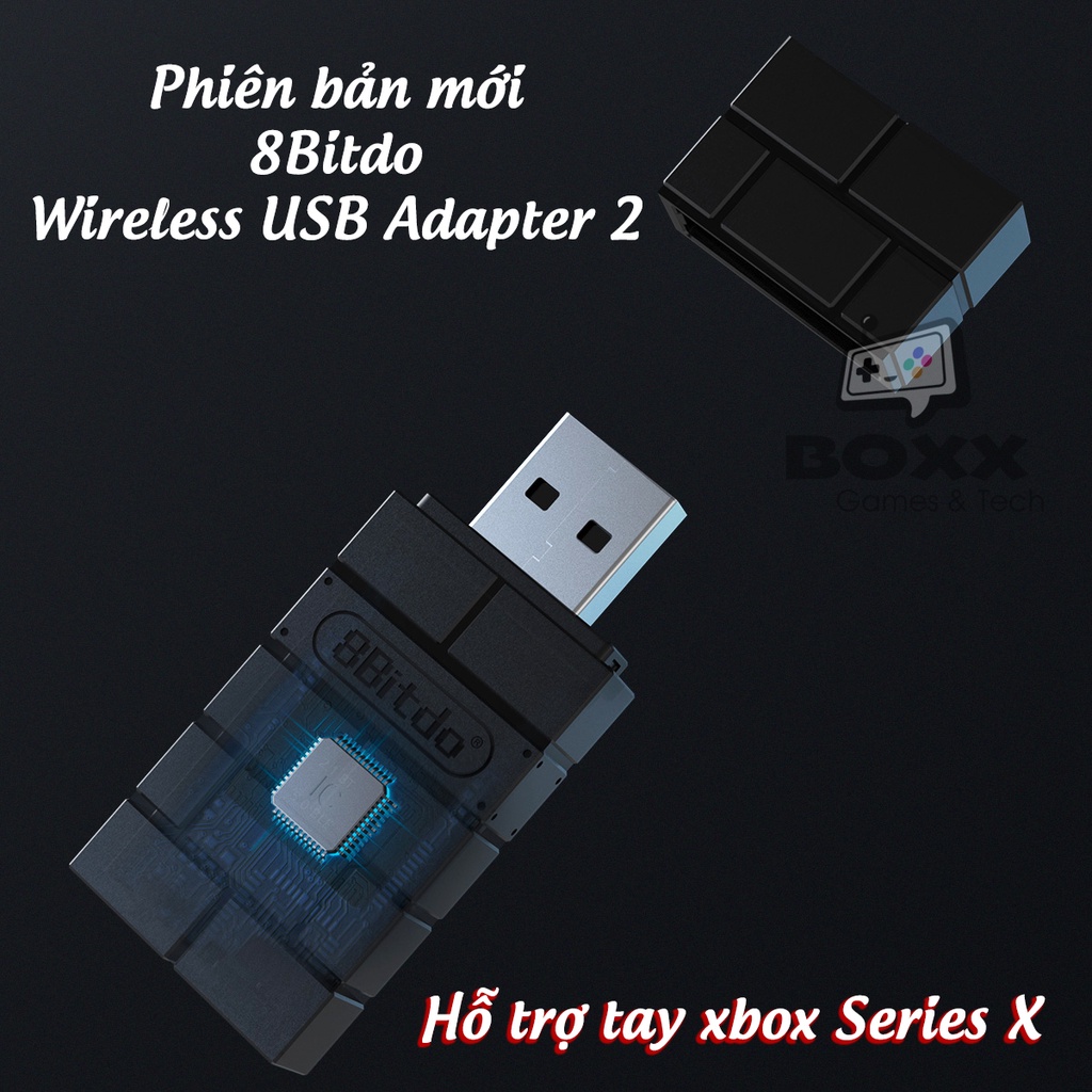 8BitDo USB Wireless Adapter 2 - Dùng cho Nintendo Switch, Windows, Mac, Xbox, PS4
