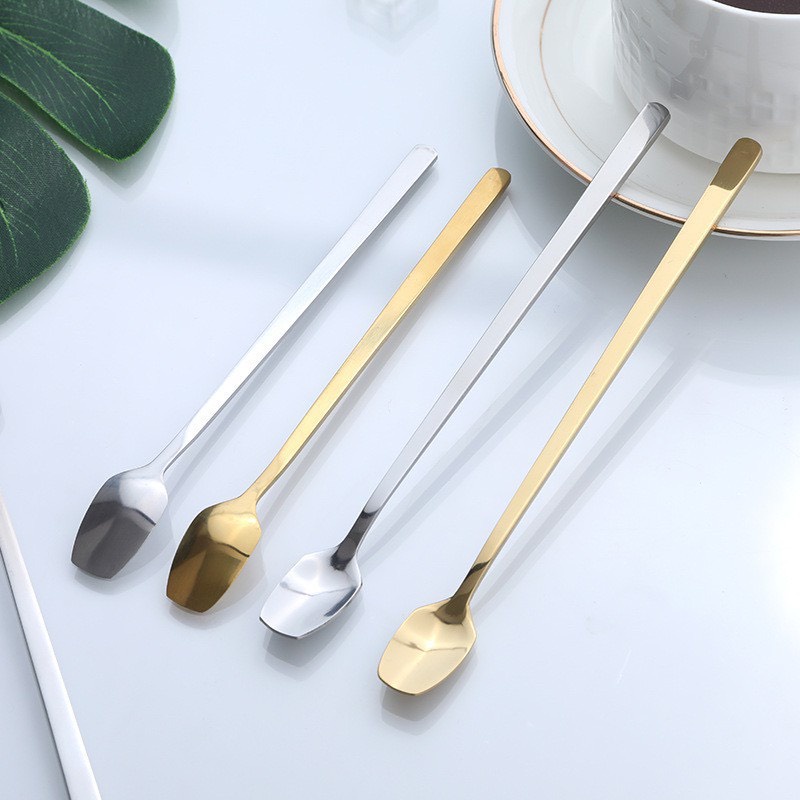 Thìa cafe, muỗng cafe, thìa dài uống trà inox 304 cao cấp, hai màu vàng bạc sang trọng, tinh tế Minhome PK1