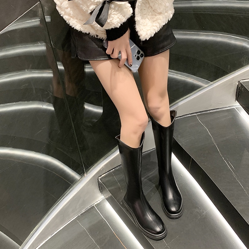 Giày Bốt Da Martin Cổ Ngắn Có Khóa Kéo Phía Sau Phong Cách Ulzzang Thời Trang Thu Đông Ấm Áp