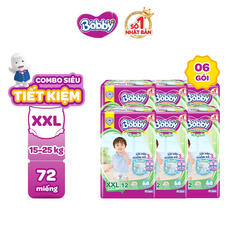 Combo 06 Tã quần Bobby Pants S20/M18/L16/XL14/XXL12