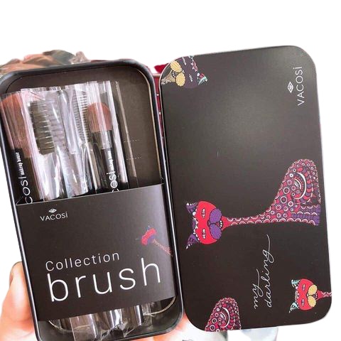 Hộp cọ trang điểm chuyên dụng VACOSI MY DARLING dạng du lịch BC23 (6 cây) - màu đen