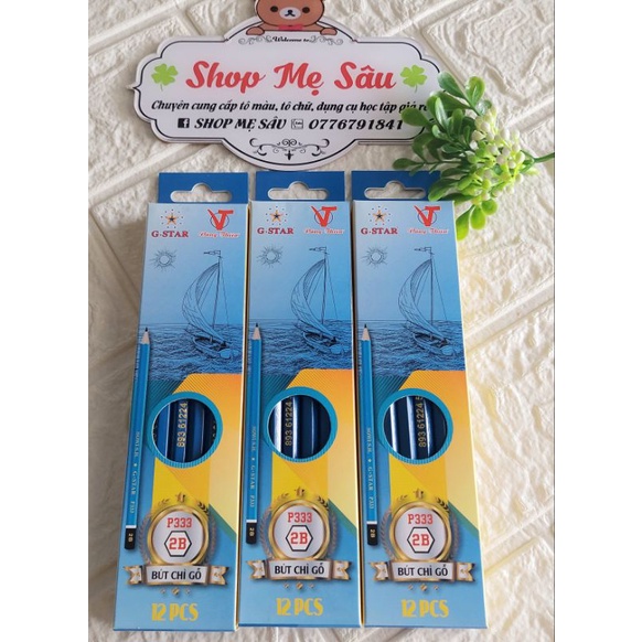 Hộp 12 bút chì gỗ 2B P333 ⚡ GIÁ RẺ ⚡ Bộ chì gỗ cao cấp, màu sắc đậm, rõ nét, ít gãy