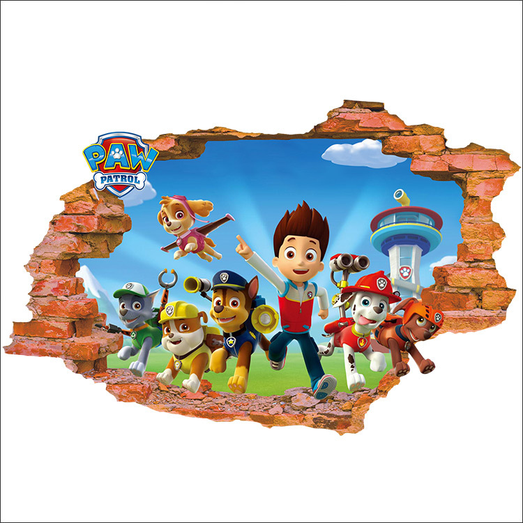 Miếng Dán Tường Trang Trí Hình Hoạt Hình Paw Patrol 3d