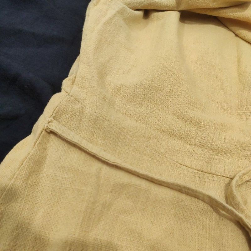 Đầm linen hàn màu vàng pass