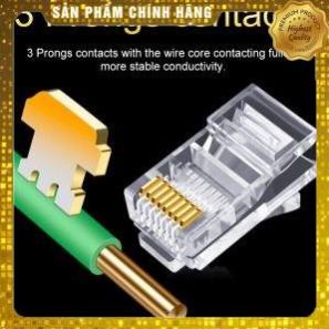 Hàng Chính Hãng - Đầu bấm Ethernet RJ45 loại xịn ( xuyên thấu dây và hạt mạng )