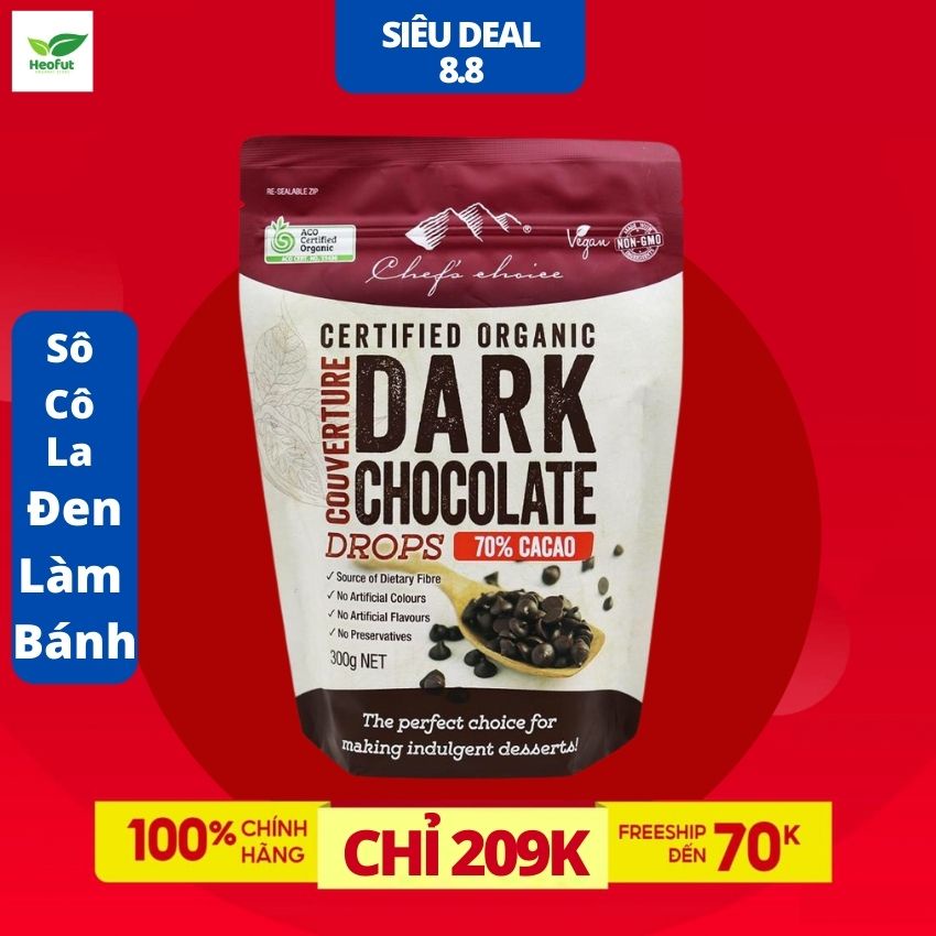 Sô cô la đen nguyên chất Chef's Choice socola đen organic nhập khẩu úc dark chocolate