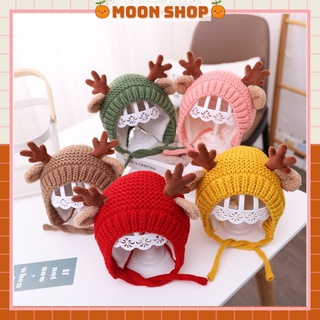 Mũ Len Trùm Tai Gắn Sừng Hươu Đáng Yêu , Giữ Ấm Phù Hợp Cho Bé Từ 6 Tháng Đến 3 Tuổi