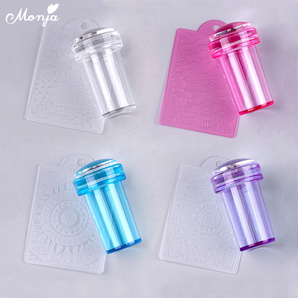 Dụng cụ in làm móng nghệ thuật MONJA silicone 4 màu sắc tùy chọn có tấm cạo
