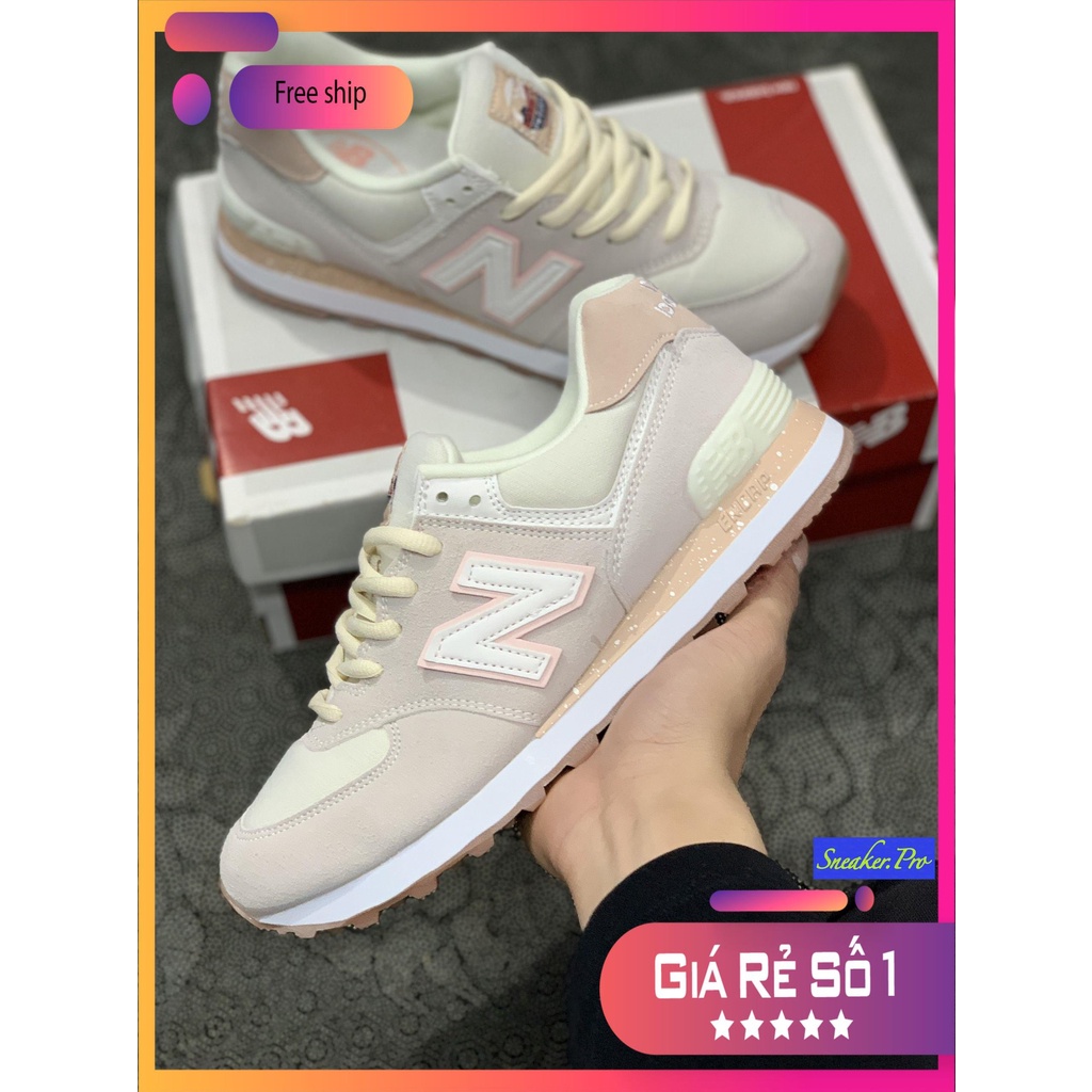 Giày thể thao nữ New Balance 574 màu hồng sữa nhạt bản đẹp, năng động dành cho nữ