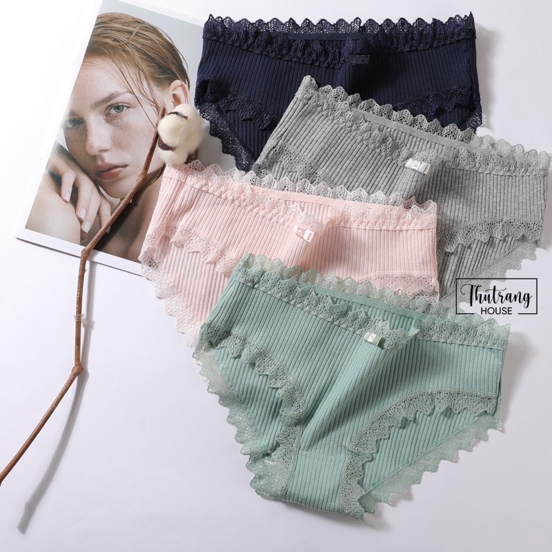 Quần Lót Nữ Cotton tăm cao cấp nâng mông ren sexy, quần chip đính nơ sợi tre kháng khuẩn đẹp dễ thương M01 | BigBuy360 - bigbuy360.vn