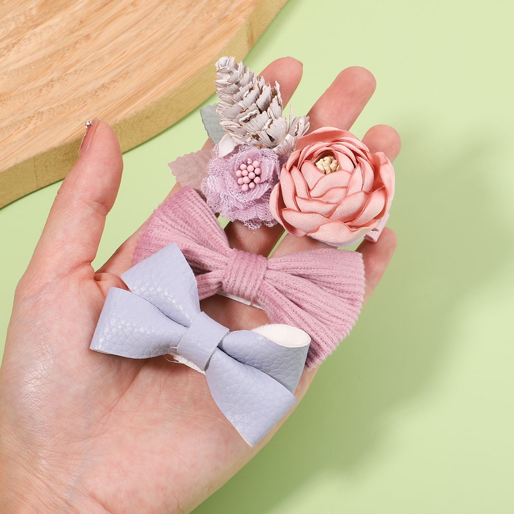 KIDSBOWS Set 3 Kẹp Tóc Hình Nơ / Bông Hoa Xinh Xắn Cho Bé Gái
