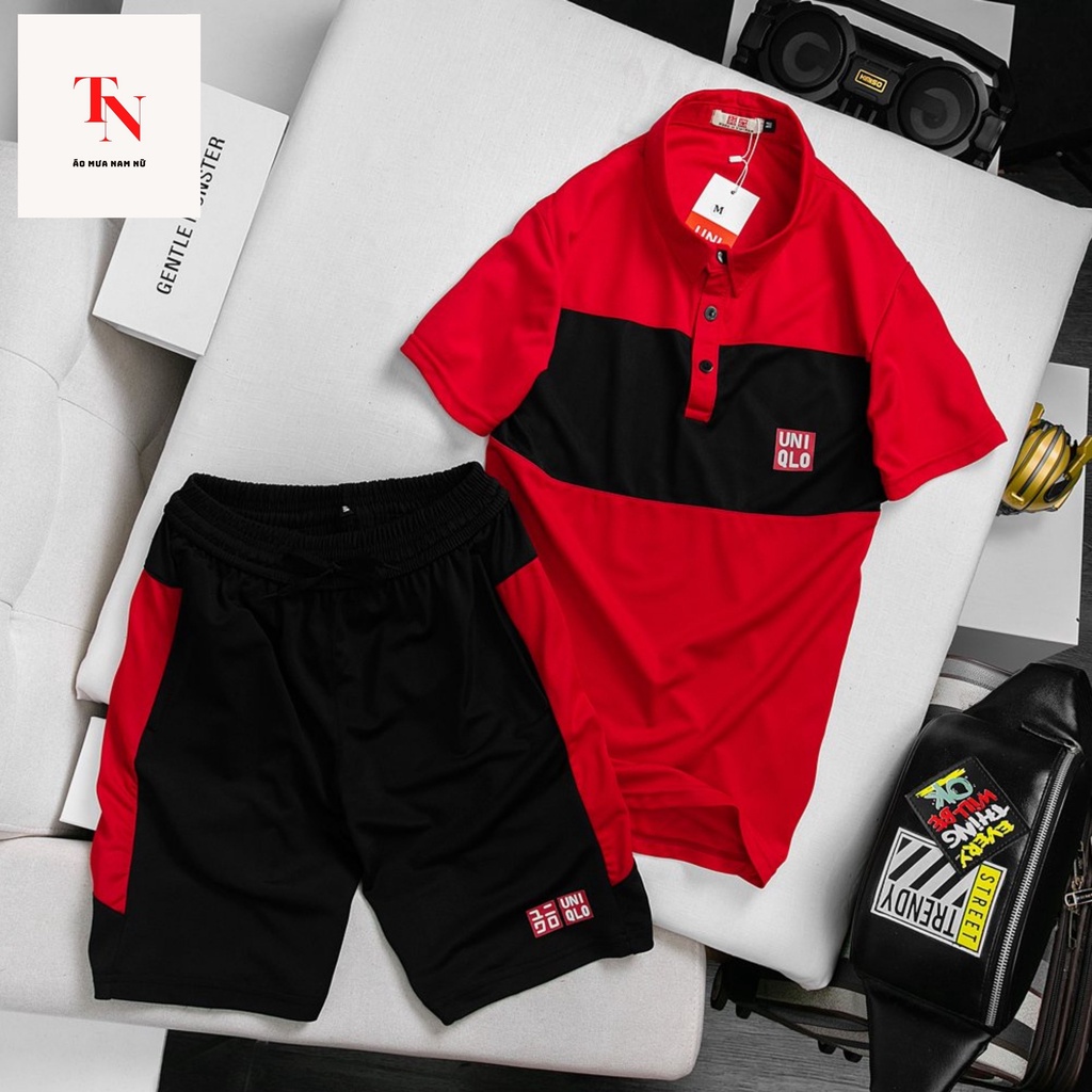 Đồ bộ nam Uni, bộ thể thao nam cộc tay bốn mùa chất vải cotton thoáng mát, thấm hút nhanh  - Tình Ngọc Store