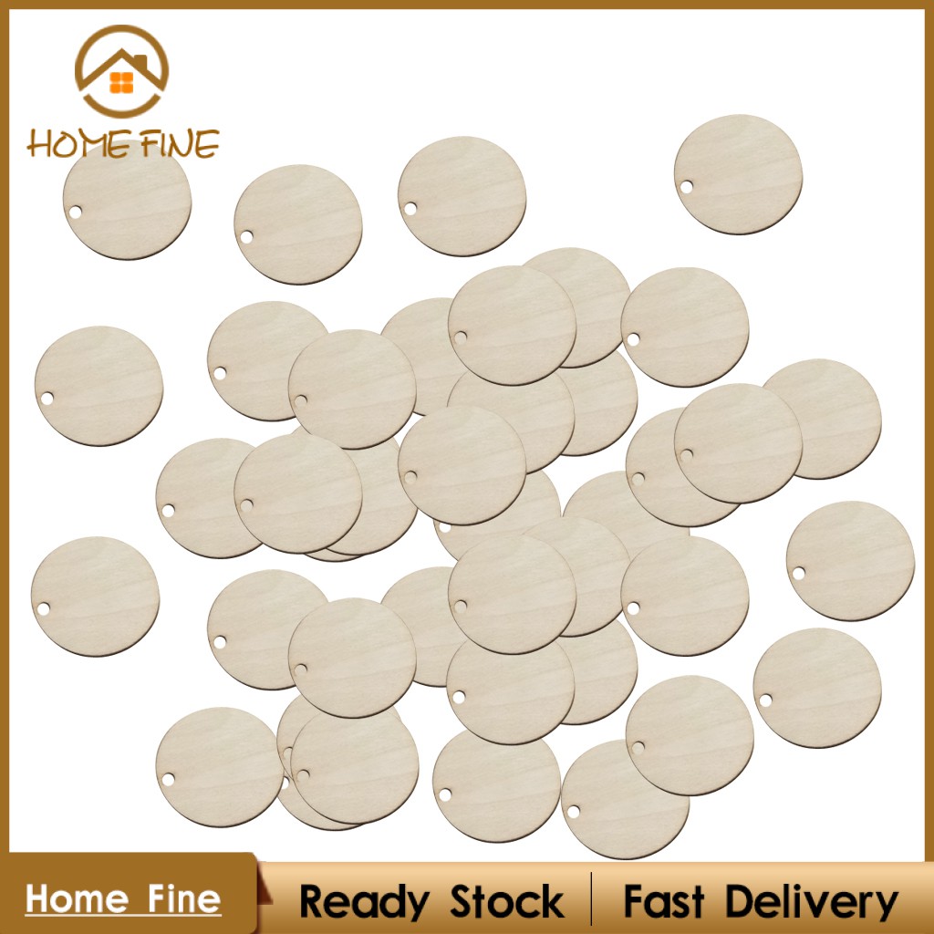 Set 50 Miếng Gỗ Trơn Hình Tròn Dùng Trang Trí Sổ Tay DIY
