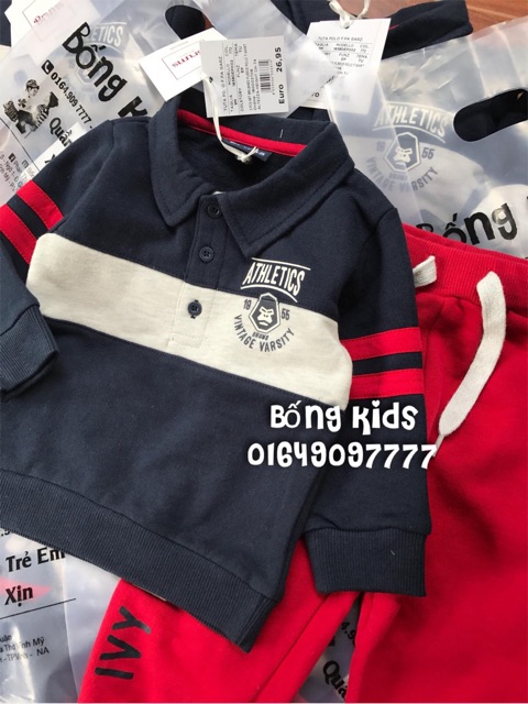 Bộ Nỉ Bé Trai Cổ Đức Đỏ Navy Brums