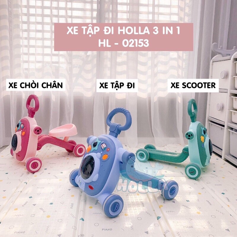 Xe Tập Đi kiêm Chòi Chân và Scooter đa năng 3in1 HOLLA HL- 02153 có tích hợp đồ chơi cho bé