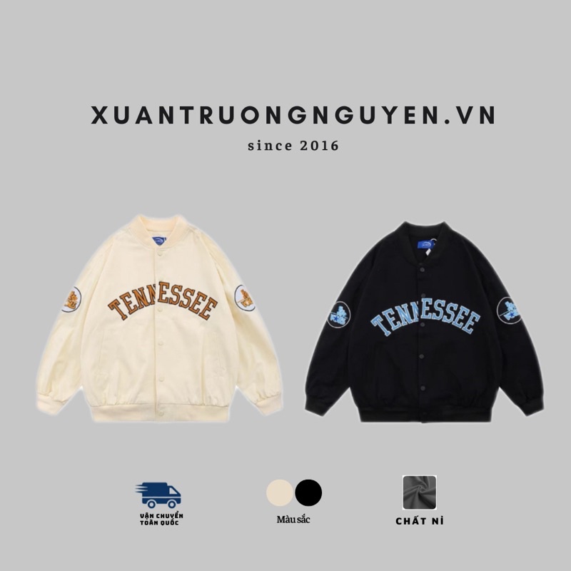 Áo khoác bomber varsity jacket nam nữ Tennessee phong cách Trung Quốc mới 2021