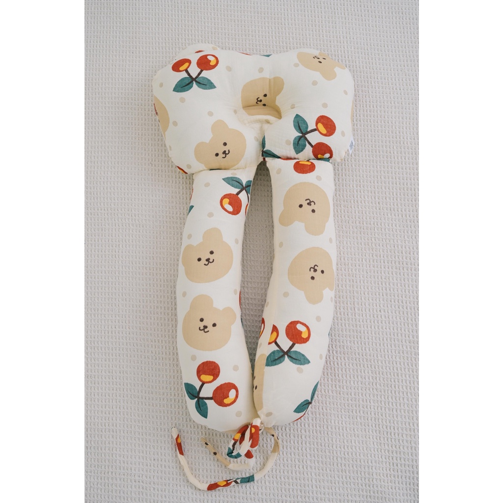 HÀNG CAO CẤP - Gối Ôm Chữ U BABYBEE - Chống Méo Đầu, Giật Mình Chất vải sợi tre Muslin Tree Siêu Mềm Mát Cho Bé