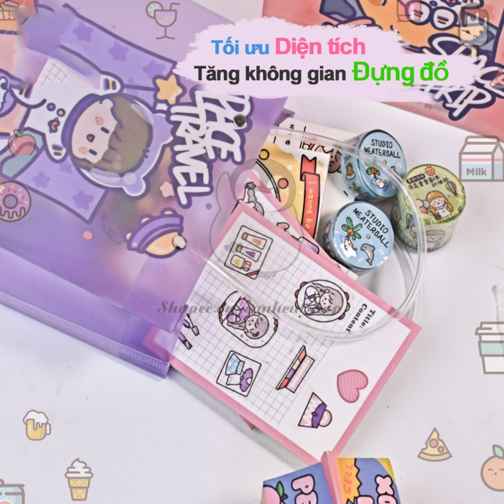 Túi nhựa trong suốt  hoạt hình quà tặng sinh nhật họa tiết cute dễ thương mỹ phẩm sác
