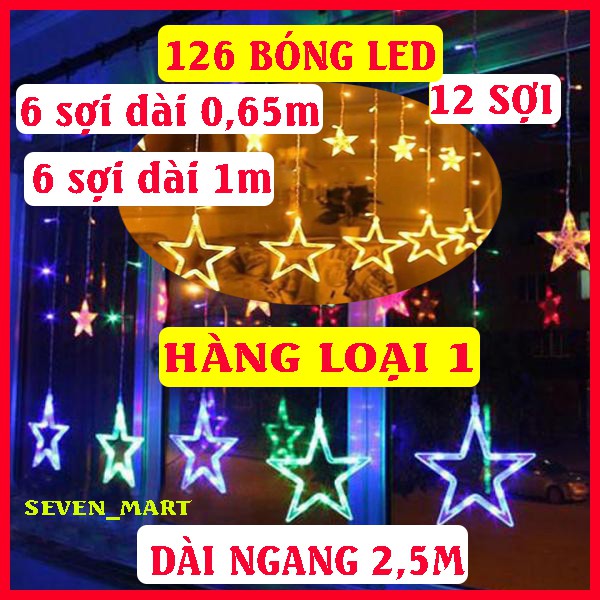 Đèn Thả Rèm Ngôi Sao Nhiều Chế Độ 12 Dây 126 Bóng Led Hàng Loại 1 - Seven_mart