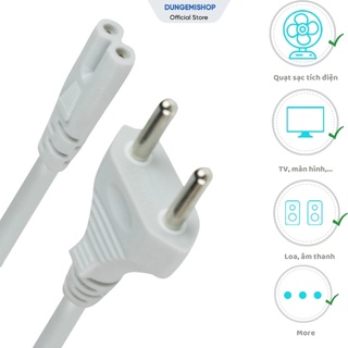 Dây sạc 2 lỗ - Dây nguồn số 8 dẫn điện cho quạt sạc tích điện, máy tính, thiết bị điện tử, bộ sạc laptop, nguồn màn hình