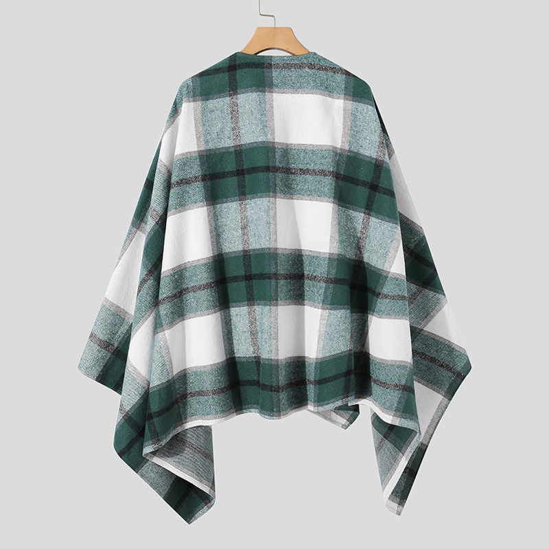 Áo choàng ZANZEA dáng rộng cổ chữ V lai không cân xứng in họa tiết sọc caro đơn giản cho nữ | BigBuy360 - bigbuy360.vn