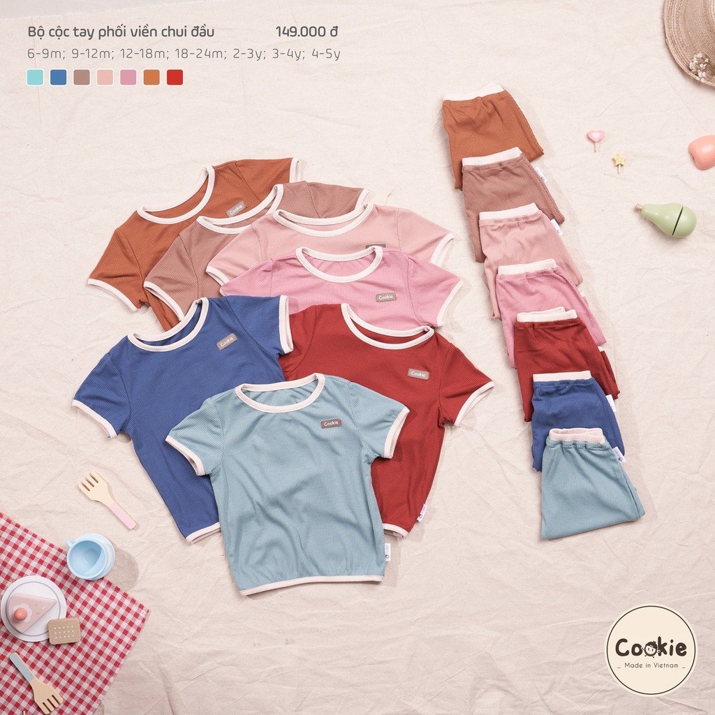 Bộ quần áo cộc tay phối viền Cookie