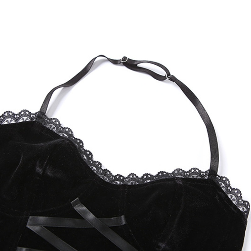 Brroa Áo Lót Dạng Lửng Hai Dây Cổ Chữ V Gợi Cảm Phong Cách Gothic Harajuku Cho Nữ Fron