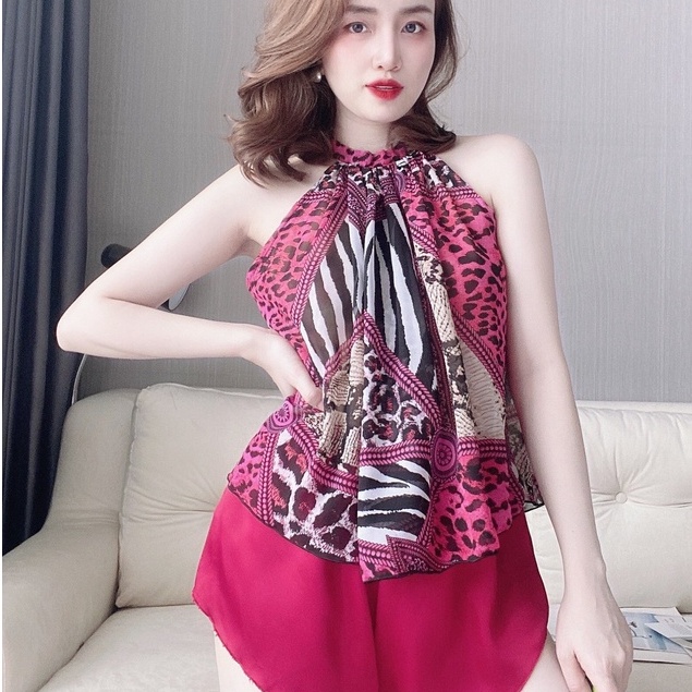 Đồ ngủ sexy nữ 🥰Free ship🥰 Bộ yếm Voan cột nơ sexy satin phối voan size <65kg | BigBuy360 - bigbuy360.vn