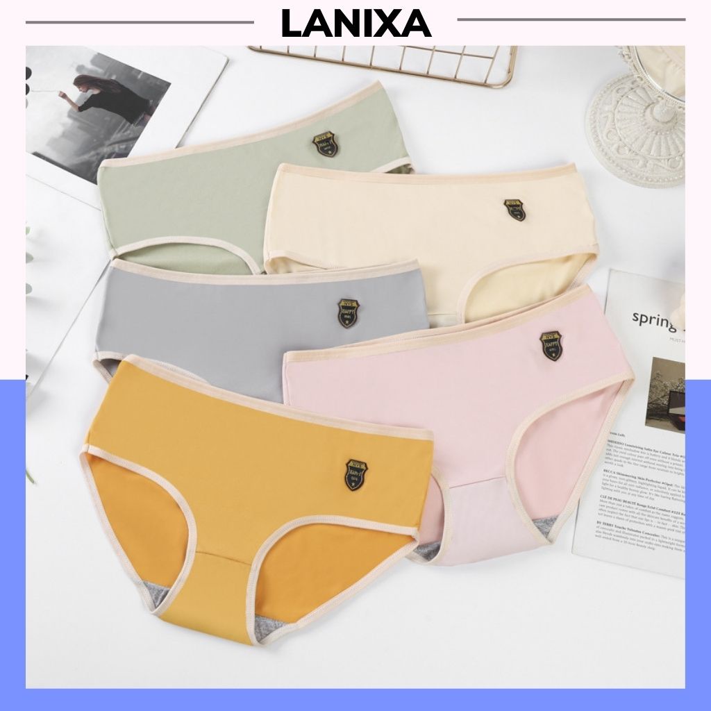 Quần lót nữ kháng khuẩn khử mùi, quần chíp nữ tôn dáng gắn logo dễ thương LANIXA L003