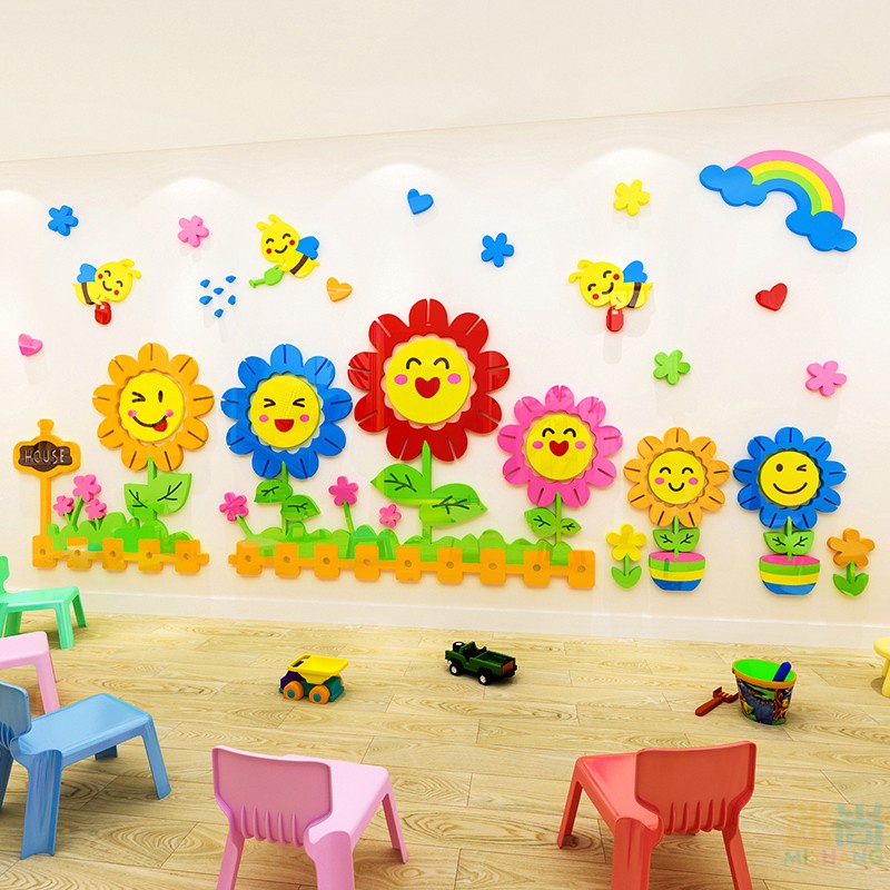 Tranh Mica trang trí Hoa đồng tiền Trang trí phòng cho bé, nhà trẻ Nhiều Size - EPeBen