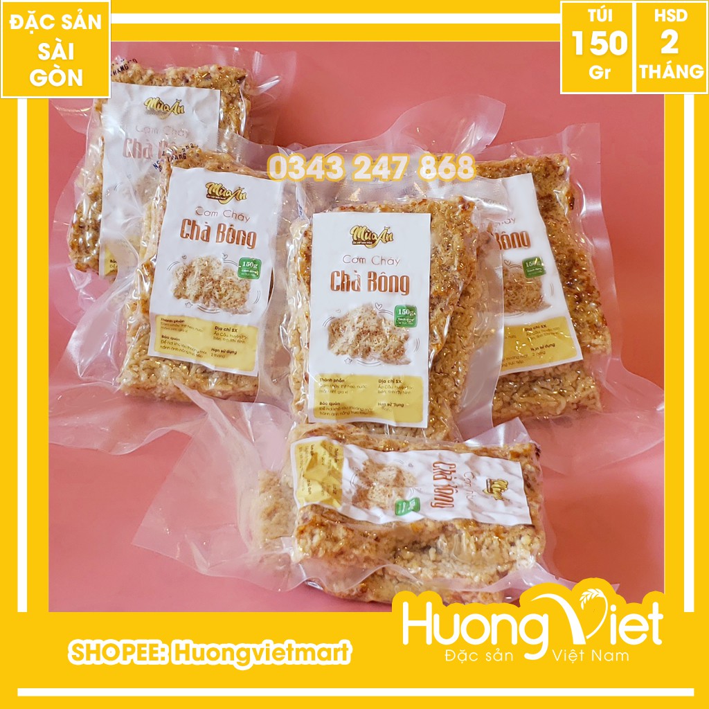 Cơm cháy chà bông giòn ngon hút chân không 150g, cơm cháy chà bông Sài Gòn, Đặc sản Sài Gòn