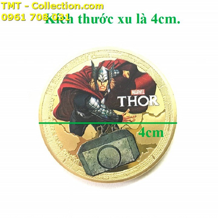 Xu Avengers Marvel Siêu Anh Hùng Thor Vàng; Màu: vàng; đường kính của xu là 4cm-TMT Collection-SP002465