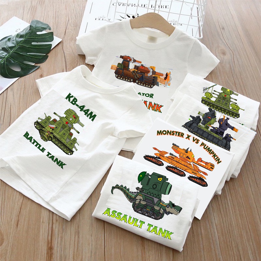 HOT Áo thun in hình xe tăng quái vật thép hoạt hình cho bé trai cực chất