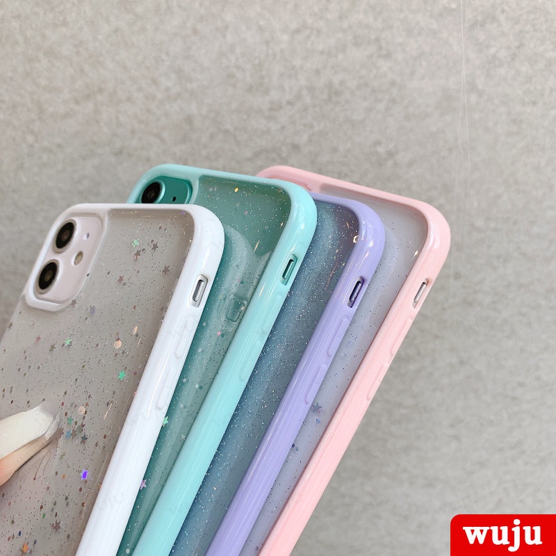 WUJU Ốp Điện Thoại Silicone Mềm Trong Suốt Chống Sốc Phối Kim Tuyến Cho iPhone 11 12 13 14 15 Pro Max XR X XS 7 8 Plus