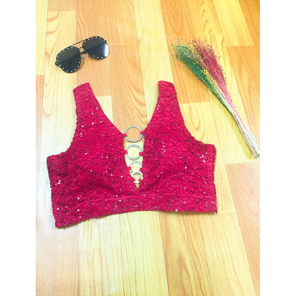 Áo croptop sexy khoen ngực đính kimsa SALE
