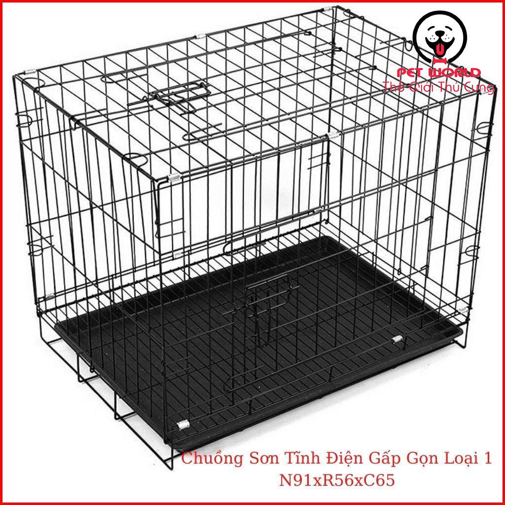 Chuồng Chó, Mèo Gấp Gọn Sơn Tĩnh Điện Xuất khẩu ( dài 91, rộng 56, cao 65 cm)