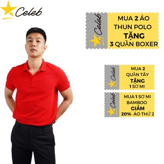 Áo Thun Nam Polo Tay Ngắn Màu Đỏ In Chữ TP02 CELEB