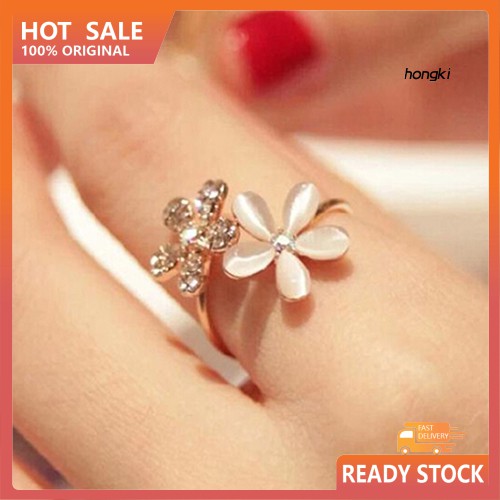 Nhẫn Hở Mặt Hình Hoa Cúc Đính Đá Thời Trang Cho Nữ