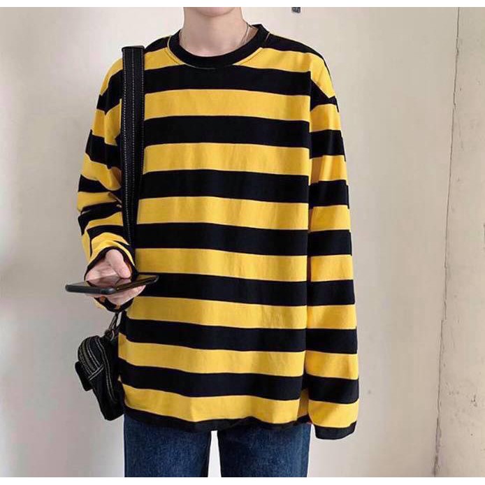 [ Có Ảnh Thật ] Áo thun tay dài form rộng unisex - Sweater sọc bản to