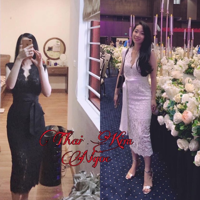 Đầm dự tiệc dáng ôm ren cổ V thắt eo sang chảnh kèm ảnh thật | BigBuy360 - bigbuy360.vn