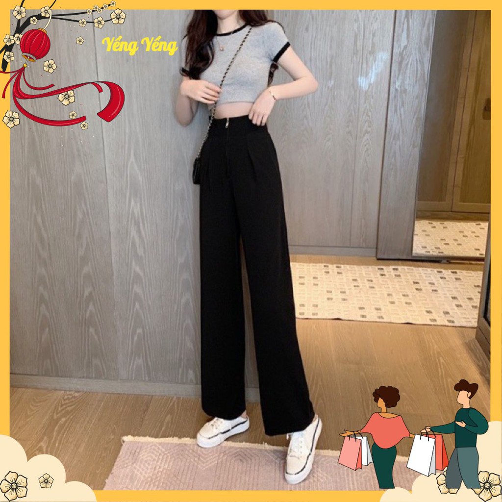 QNU31 - QUẦN SUÔNG ỐNG RỘNG CẠP CAO KHOÁ TRƯỚC 4M