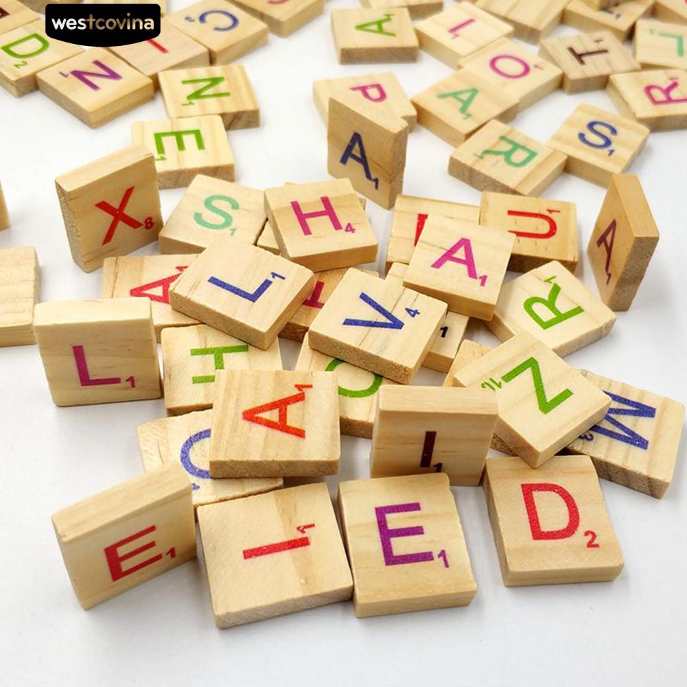 Set 100 Khối Gỗ In Chữ Cái Chữ Số Đáng Yêu Cho Bé