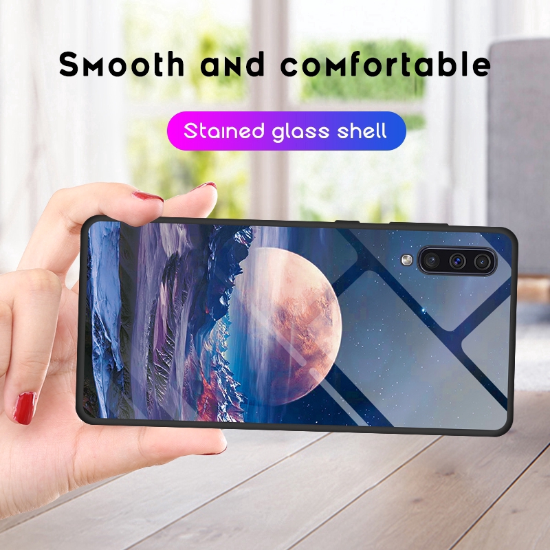 Ốp điện thoại cường lực họa tiết sinh động cho Samsung Galaxy A20 A30 A70 A50 A10 M20 S10 Plus S10E S10