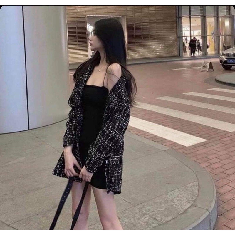 Áo khoác dạ tweed dáng dài