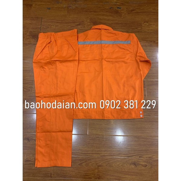 Quần áo công nhân màu cam phản quang xám vải thoáng mát