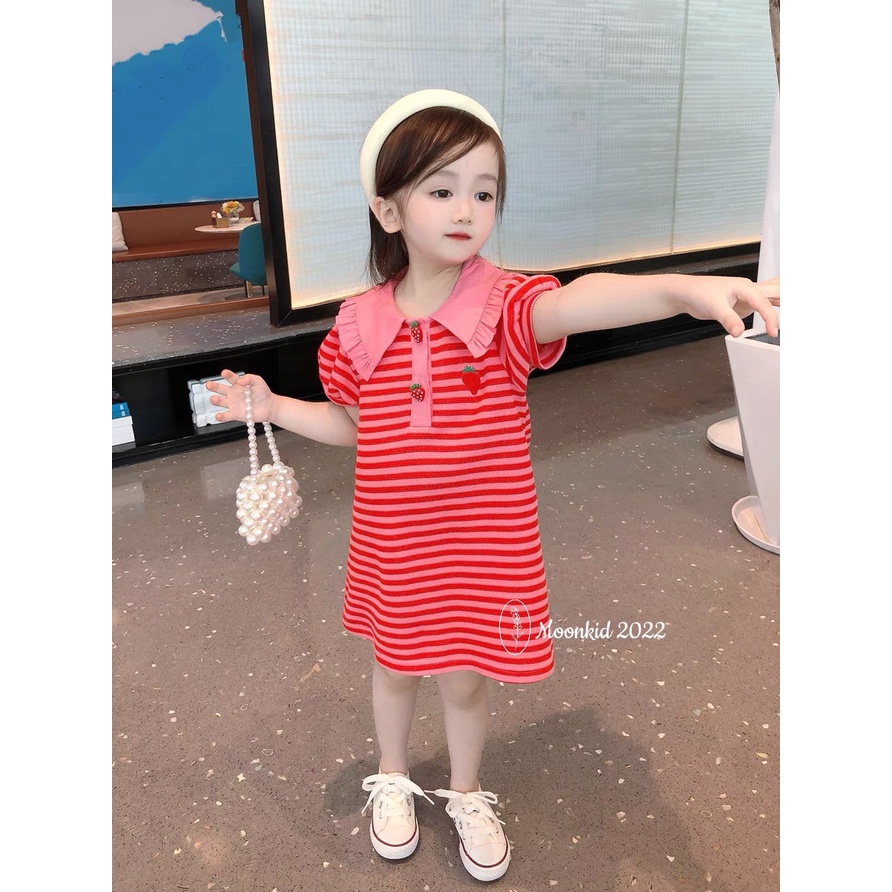 Váy bé gái ống suông cổ bèo cho bé 10-22kg