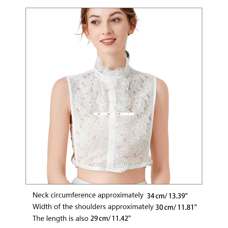 Áo Kiểu Cổ Đứng Phối Ren Họa Tiết Thêu Xinh Xắn Thời Trang Cho Nữ